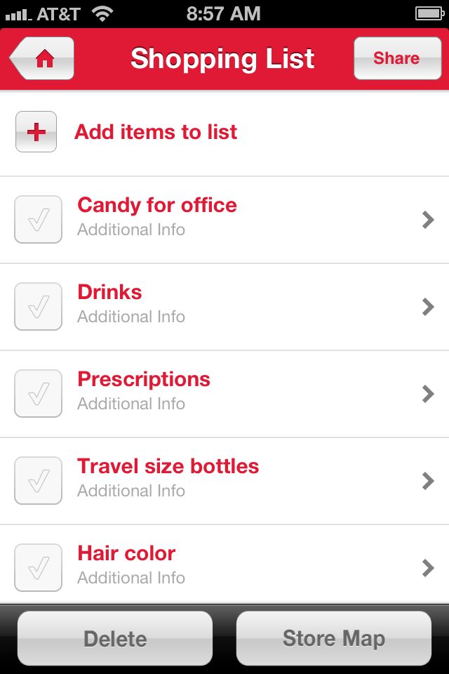 Walgreen's App Shopping List Feature